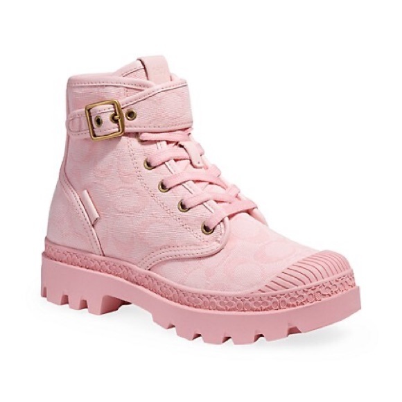 Coach Trooper Canvas Mid Top Boot in Crystal Pink Size 6.5 - Picture 10 of 11